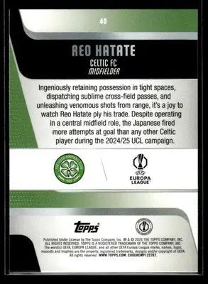 2025-26 Topps UEFA Club Competitions Reo Hatate #40 Celtic - Soccer Card Single