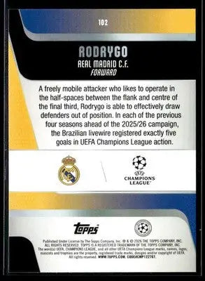 2025-26 Topps UEFA Club Competitions Rodrygo #102 Real Madrid CF