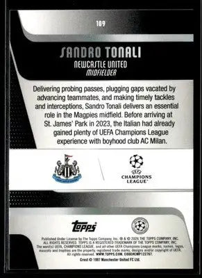 2025-26 Topps UEFA Club Competitions Sandro Tonali #109 Newcastle United