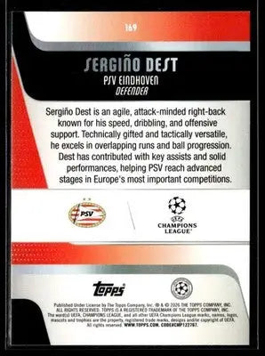 2025-26 Topps UEFA Club Competitions Sergiño Dest #169 PSV Eindhoven