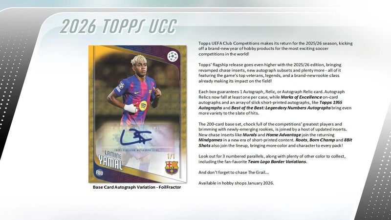 2025-26 Topps UEFA Club Competitions Soccer Hobby Box - Sports Cards - Soccer Sealed
