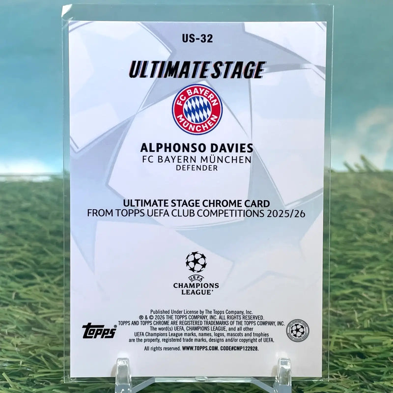 2025-26 Topps UEFA Club Competitions Ultimate Stage Chrome US-32 Alphonso Davies - Soccer Card Single