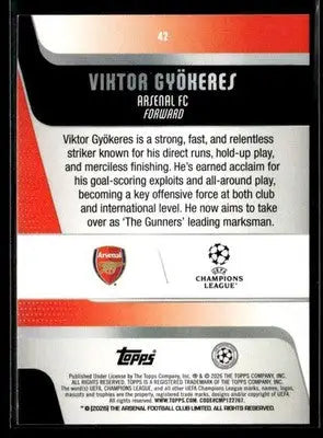 2025-26 Topps UEFA Club Competitions Viktor Gyökeres #42 Arsenal FC