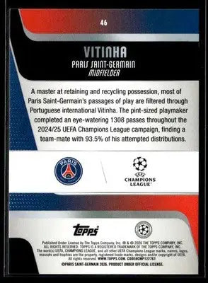 2025-26 Topps UEFA Club Competitions Vitinha #46 Paris Saint-Germain