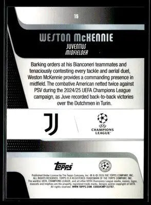 2025-26 Topps UEFA Club Competitions Weston McKennie #15 Juventus