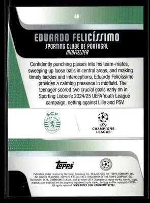 2025-26 Topps UEFA Club Comps Eduardo Felicíssimo #60 RC