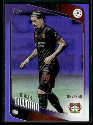 2025-26 Topps UEFA Club Comps Malik Tillman #24 Purple Holo #/250