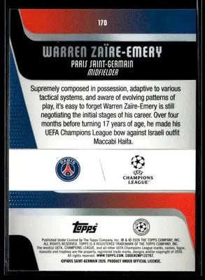 2025-26 Topps UEFA Club Comps Warren Zaïre-Emery #170 Paris Saint-Germain
