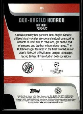 2025-26 Topps UEFA Club Don-Angelo Konadu #173 Neon Pink FlowFractor RC Ajax - Soccer Card Single