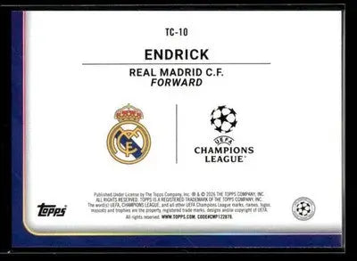 2025-26 Topps UEFA Club Endrick #TC-10 Trophy Chasers Real Madrid CF - Soccer Card Single