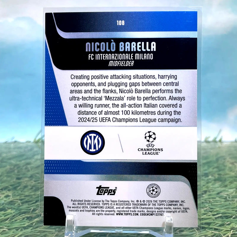 2025-26 Topps UEFA Nicolo Barella Green Sparkle /99 FC Inter Milan - Soccer Card Single
