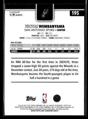 2025-26 Topps Victor Wembanyama #195 San Antonio Spurs
