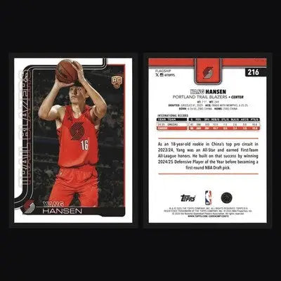 2025-26 Topps Yang Hansen #216 RC Portland Trail Blazers - Basketball Card Single