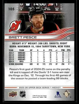 2025-26 Upper Deck #105 Brett Pesce - Hockey Card Single