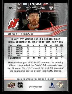 2025-26 Upper Deck #105 Brett Pesce - Hockey Card Single