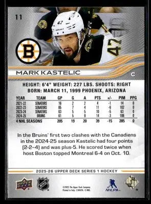 2025-26 Upper Deck #11 Mark Kastelic - Hockey Card Single