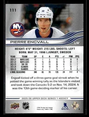 2025-26 Upper Deck #111 Pierre Engvall - Hockey Card Single