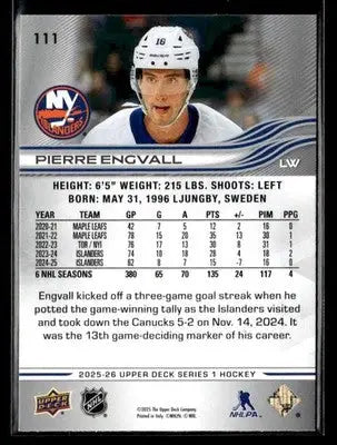 2025-26 Upper Deck #111 Pierre Engvall - Hockey Card Single