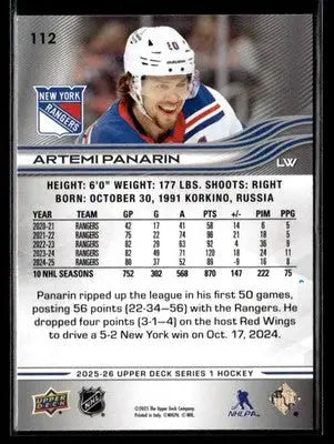 2025-26 Upper Deck #112 Artemi Panarin - Hockey Card Single