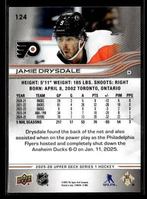 2025-26 Upper Deck #124 Jamie Drysdale - Hockey Card Single