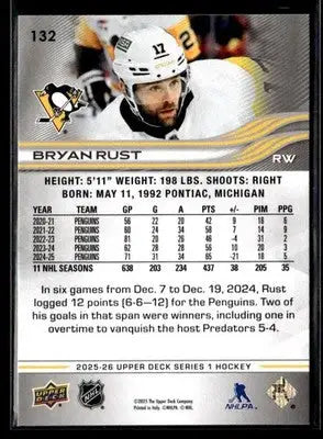 2025-26 Upper Deck #132 Bryan Rust - Hockey Card Single