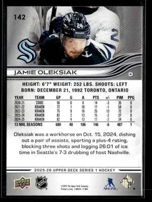 2025-26 Upper Deck #142 Jamie Oleksiak - Hockey Card Single