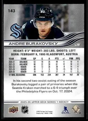 2025-26 Upper Deck #143 Andre Burakovsky - Hockey Card Single