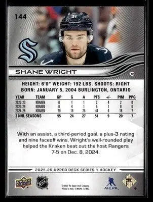 2025-26 Upper Deck #144 Shane Wright - Hockey Card Single