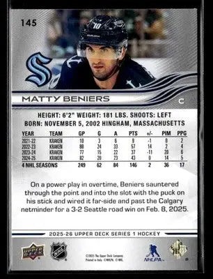 2025-26 Upper Deck #145 Matty Beniers - Hockey Card Single