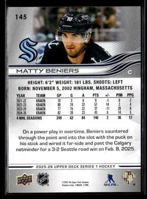 2025-26 Upper Deck #145 Matty Beniers - Hockey Card Single