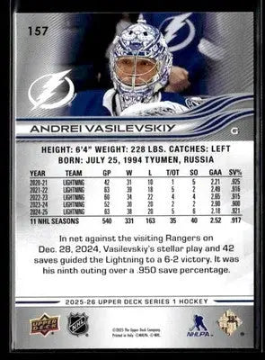 2025-26 Upper Deck #157 Andrei Vasilevskiy - Hockey Card Single