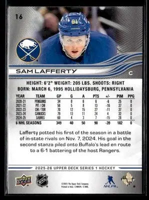 2025-26 Upper Deck #16 Sam Lafferty - Hockey Card Single