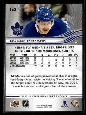 2025-26 Upper Deck #162 Bobby McMann - Hockey Card Single