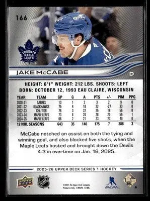 2025-26 Upper Deck #166 Jake McCabe - Hockey Card Single