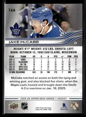 2025-26 Upper Deck #166 Jake McCabe - Hockey Card Single
