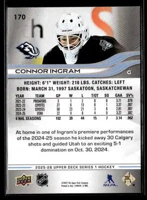 2025-26 Upper Deck #170 Connor Ingram - Hockey Card Single
