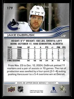 2025-26 Upper Deck #179 Jake DeBrusk - Hockey Card Single