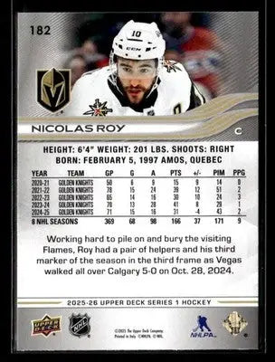 2025-26 Upper Deck #182 Nicolas Roy - Hockey Card Single