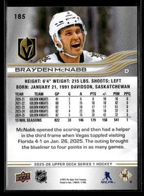 2025-26 Upper Deck #185 Brayden McNabb - Hockey Card Single