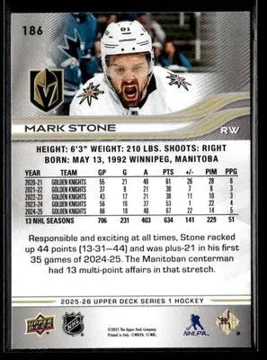 2025-26 Upper Deck #186 Mark Stone - Hockey Card Single