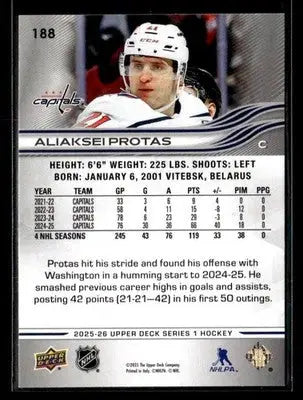 2025-26 Upper Deck #188 Aliaksei Protas - Hockey Card Single