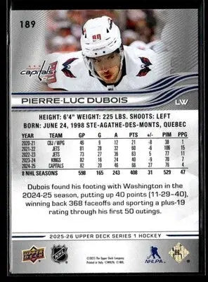2025-26 Upper Deck #189 Pierre-Luc Dubois - Hockey Card Single