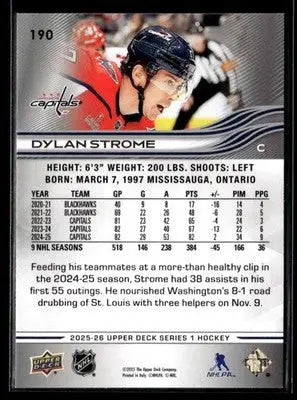 2025-26 Upper Deck #190 Dylan Strome - Hockey Card Single