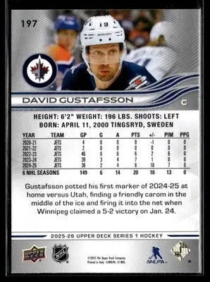 2025-26 Upper Deck #197 David Gustafsson - Hockey Card Single