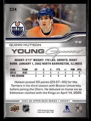 2025-26 Upper Deck #224 Quinn Hutson - Hockey Card Single