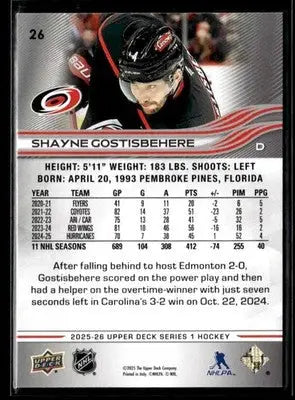 2025-26 Upper Deck #26 Shayne Gostisbehere - Hockey Card Single