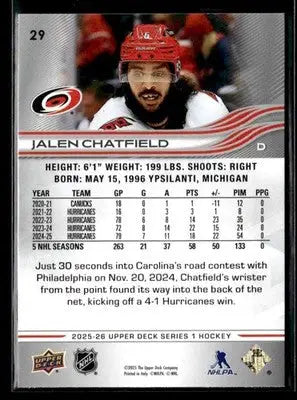 2025-26 Upper Deck #29 Jalen Chatfield - Hockey Card Single