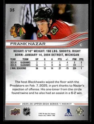 2025-26 Upper Deck #35 Frank Nazar - Hockey Card Single