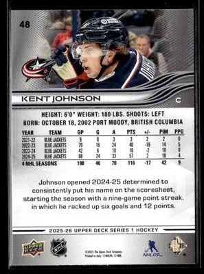 2025-26 Upper Deck #48 Kent Johnson - Hockey Card Single