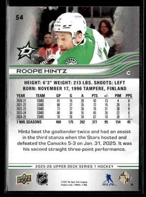 2025-26 Upper Deck #54 Roope Hintz - Hockey Card Single